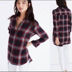 Madewell ex boyfriend black and red flannel shirt